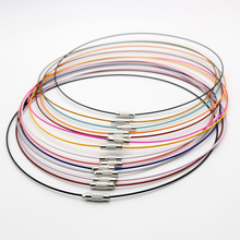 Collar de alambre de acero inoxidable con cierre de latón para fabricación de joyas, 1mm, 10 unids/lote, 18 ", 16 colores disponibles 2024 - compra barato