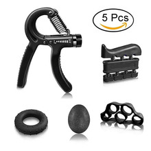 5 Pcs Apertos de Mão Gripper Strengthener Trainer Conjunto Ajustável Anel de Dedo Dedos Exercitador Bola Alongar e Exercitar Resistência 2024 - compre barato