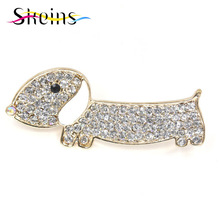 Exquisite fashion cute dog brooch, labrador oil painting process high quality crystal fashion wedding brooch for women 2024 - buy cheap