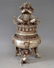Chinese Tibetan Silver Mahakala Buddha Incense Burner Censer 2024 - buy cheap