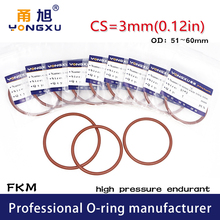 2PCS/lot Brown FKM Rubber fluororubber O-rings Seals CS3mm OD51/52/53/54/55/56/57/58/60*3mm O Ring Seal Gasket Oil Rings Washer 2024 - buy cheap