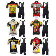 Beer cycling jersey set men short sleeve Cycling clothing bicycle wear jersey set bib shorts 9D Gel Pad mtb ciclismo 6 style 2024 - buy cheap