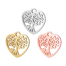 5 Pieces Heart Life Of Tree Charm Wholesale 100% Stainless Steel DIY Jewelry Finding Pendant Real 316 Steel DIY Charms 2024 - buy cheap