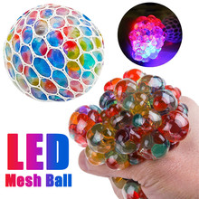 2018 Childs funny toy Anti Stress Mesh Ball New Stress LED Glowing Squeeze Grape Toys Relief Stress Anxiety Ball 2024 - buy cheap