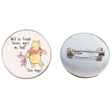 Broches de urso amarelo kawai, mini broches redondos com animais fofos de 25mm, broche de vidro, acessórios para joias 2024 - compre barato