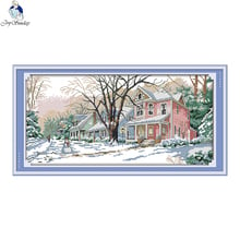 Winter Street Counted Aida Canvas Cross Stitch Kits 14CT and 11CT DIY Handmade Embroidery Home Decor Needlework Cross-stitching 2024 - buy cheap