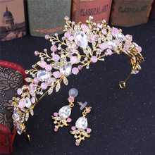 Wedding Crown Flower Headband for Women Tiaras Hairband Princess Hair Jewelry Accessories Prom Bridal Crown Earrings Set 2024 - buy cheap