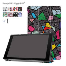Tablet Case For Kindle Fire HD 10 2019 2017 Smart Print Flip Leather Cover Stand Capa Fundas+Stylus 2024 - buy cheap