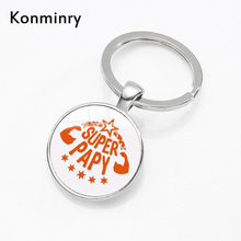 Super Papy Key Chains Holder Glass Dome Pendant Silver Color Metal French Word Grandpa Gifts Keyring Keychains Jewelry Konminry 2024 - buy cheap