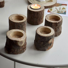 Vintage Wood Candle Holder Retro Candlestick Tealight Holder home Decoration Pillar Candle Stand Wedding Centerpieces Handmade 2024 - buy cheap