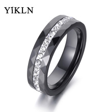 YiKLN-anillos de cerámica blanca y negra clásica para mujer y niña, joyería con diamantes de imitación de arcilla, anillos de boda para mujeres y niñas, Anneaux YR18145 2024 - compra barato