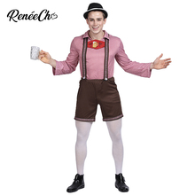 Reneecho Halloween Costumes For Adult Men Costume Lederhosen Cosplay Traditional German Costume Oktoberfest Romper Guy Costume 2024 - buy cheap