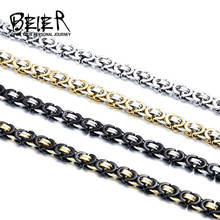 Beier Stainless Steel Men Fashion  Jewelry High Quality Pulseira Masculina Byzantine Chain Link Necklace For Women BN1038 2024 - buy cheap