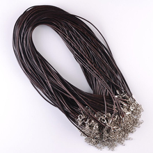 Wholesale 1.5mm Brown Wax Leather Cord Necklace Rope 45cm Chain Lobster Clasp DIY Jewelry Accessories 100pcs/lot with Adjustable 2024 - buy cheap