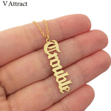 V Attract Custom Jewelry Gift Kpop Vertical Old English Personalized Name Necklace Choker Nameplate Charm Plate Colar Masculino 2024 - buy cheap