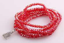 Free shipping 5 Strands Crystal with Alloy Tassel Beads Stretched Bracelets Red Pacet Bead Yoga Bracelet & Necklace 2024 - buy cheap