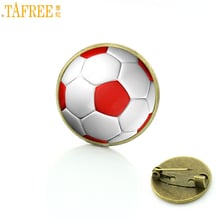 TAFREE trendy football teams gift fashion soccer glass photo men badge brooches jewelry vintage love soccer mom brooch pin SP709 2024 - buy cheap