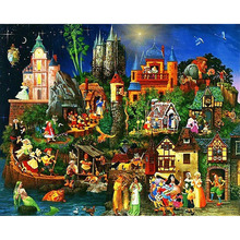 HOMHOL 5d Diy diamond painting Fairy castle Kingdom cross stitch wall sticker 3d diamond embroidery full round drill home decor 2024 - buy cheap