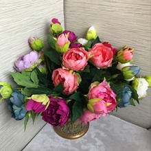 Wedding Party Decors 3 Heads Fake Silk Flowers Peony Artificial Flowers Pink Blue Peonies Bridal Home Garden Decoratiion 2024 - buy cheap