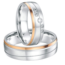 Personalizado cor de rosa de ouro Da Europa ocidental de noivado dele e dela faixas de casamento anéis conjuntos para homens e mulheres 2024 - compre barato