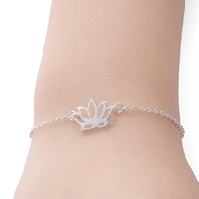 Gift For Her-Lotus flower Bracelet Silver Gold Color Charm Bracelets For Blessed Women Kids Loved Fashion Jewelry Lucky Gift 2024 - buy cheap