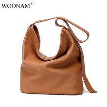 WOONAM Women Fashion Adjustable Shoulder Strap Top Grain Genuine Calf Leather Hobo Shoulder Bag WB632 2024 - buy cheap