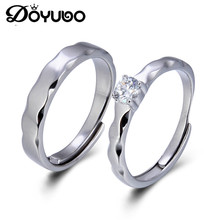 DOYUBO Romantic Pure Silver Wavy Pattern Rings For Lovers With Cubic Zirconia Trendy Sterling Silver Wedding Rings Jewelry VB247 2024 - buy cheap