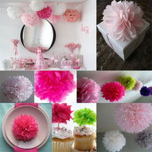 Free shipping Tissue paper pom pom 8 inch (20cm) 10pcs/lot  DIY paper flowers ball for wedding decoration 2024 - buy cheap