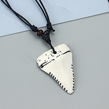 Imitation Yak Bone Large Shark Tooth Teeth Pendant Necklace Surfer Necklace Adjustable Gift 2024 - buy cheap