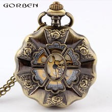 Vintage Bronze Sunflower  Full Steel Steampunk Pocket Watch Fashion Hollow Analog Skeleton Mens Womens Pocket Watch P50 2024 - buy cheap