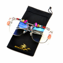 Женские винтажные солнцезащитные очки NX, прозрачные солнцезащитные очки без оправы со стразами, 2019 2024 - купить недорого