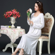 Camisola comprida solta roupa de dormir primavera, vestido de dormir longo coreano, rosa, branco, princesa, plus size, para mulheres 2024 - compre barato