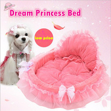 Роскошная кружевная кровать принцессы для собак, коврик для кошачьего туалета, гнездо для щенка, мягкая подушка для собак, плюшевая кровать для маленьких средних собак, диван для кошек, питомник 2024 - купить недорого