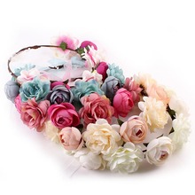 Diadema de flores para niña, tocado Floral de estilo bohemio, accesorios para el cabello de boda SL 2024 - compra barato