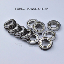 Rolamento de 10 peças f6901zz 12*24(26.5)* 6(1.5) mm, flange de metal selado com rolamentos de aço cromado 2024 - compre barato