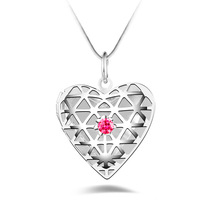 Trendy Crystal Red Heart Photo Frame Pendant Necklace For Girl Accessories Fashion Silver Plated Necklace Women Bijou 2024 - buy cheap