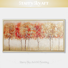 Skilled Artist Pure Hand-painted High Quality Contemporary Wall Art Crimson Trees Oil Painting Gold and Red Trees Oil Painting 2024 - buy cheap
