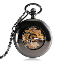 Vintage Smooth Case  Pocket Watch Skeleton Men Stylish Luxury Automatic Mechanical Exquisite Cool Roman Numerals Gift Xmas 2024 - buy cheap