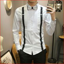 Roupa masculina, peça estilizadora para homens, camisa de casamento, bar, roupas de trabalho, plus size, traje cantor 2024 - compre barato