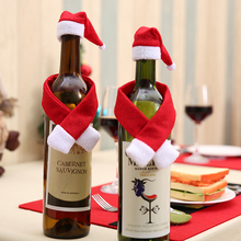 Новый подарок Санта Клауса крышка бутылки вина Рождество шляпа вина шарф кухонный Декор для дома ужин вечерние DIY украшения 2024 - купить недорого