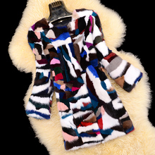 New 100% genuine real natural mink fur coat women's long fahsion short design multicolour  overcoat  outerwear plus size 2024 - buy cheap