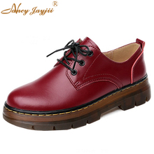 England Style Women Oxford Genuine Leather Wine&Black Round Toe Flat Heels Lace-Up Fashion Casual Sewing Shoes Large size  16 2024 - buy cheap