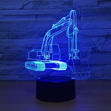 Lámpara 3D de 7 colores para niños, luces Led de noche visuales, con Usb táctil, Lampara de mesa para dormir, luz nocturna de movimiento, nueva excavadora 2024 - compra barato