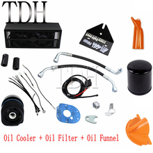 For Harley Dyna Road King Electra Glide FLHT FLHR FLTR Motorcycle Black Oil Cooler+Oil Filter+Oil Funnel Radiator 1993-2017 2024 - buy cheap