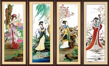 Chinese 4 beauty cross stitch kits 11ct cotton embroidery people paiting picture DIY handmade needlework set wall home decor 2024 - buy cheap