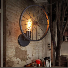 Loft retro wall lamp creative restaurant bar lights American country wrought iron industrial wind wheel wall sconce bra 2024 - buy cheap