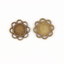 Fit 14mm Round Flower  Antique Bronze Pendants Setting Cabochon Cameo Base Tray Bezel Blank DIY Jewelry  Findings 2024 - buy cheap