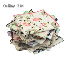 Brand Floral Printed Pocket Square for Mens Fashion Linen Handkerchiefs Wedding Party Groom Suits Pocket Towel Casual Hanky 2024 - buy cheap