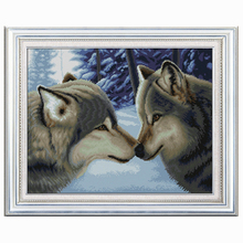 Golden panno,Needlework,DIY DMC Cross stitch,Sets For Embroidery kit 11ct printed cotton thread  Wolf Couples Cross-Stitching 2024 - buy cheap