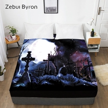 Lençol de cama personalizado com elástico em 3d, estampa king/queen, halloween, capa para colchão 150/180/160x200, envio direto 2024 - compre barato